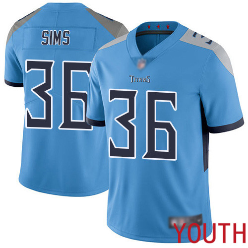Tennessee Titans Limited Light Blue Youth LeShaun Sims Alternate Jersey NFL Football #36 Vapor Untouchable->youth nfl jersey->Youth Jersey